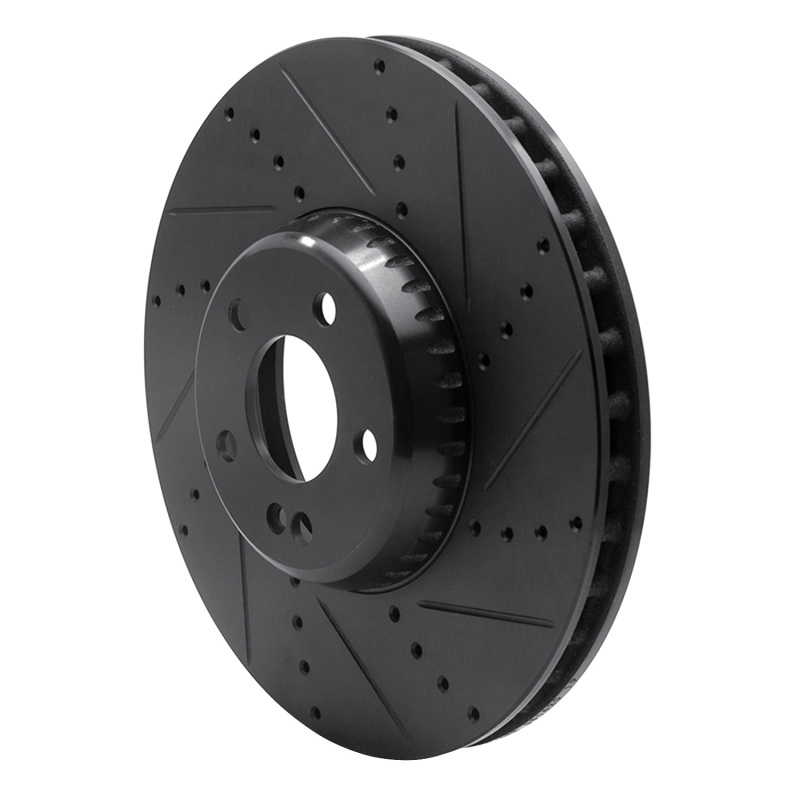 Mercedes-Benz C300 Brake Rotor (1) - Front Right - R1 Concepts - Drilled & Slotted - Black - `15-`23